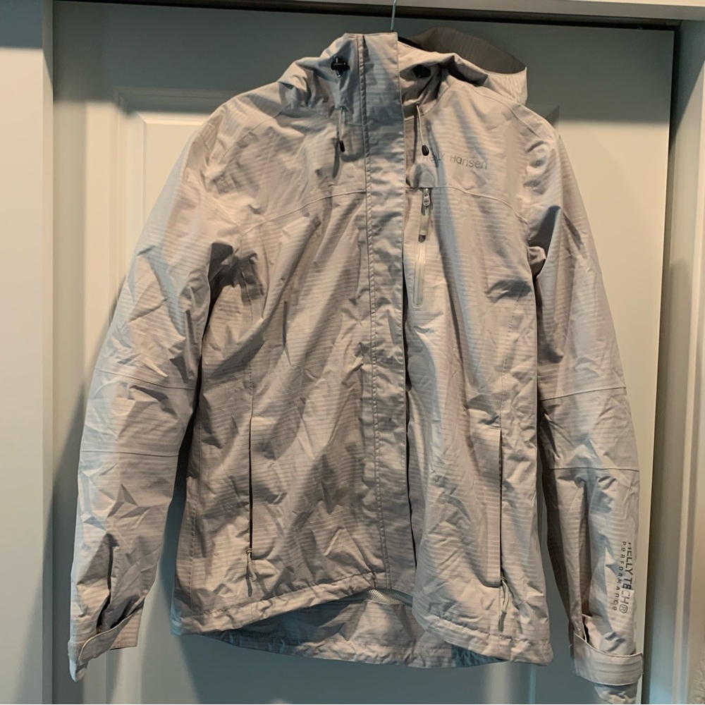 Helly Hansen Light Gray Hooded Waterproof Utility Jacket